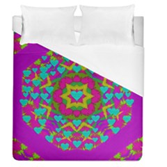 Hearts In A Mandala Scenery Of Fern Duvet Cover (queen Size) by pepitasart