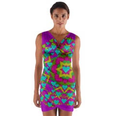 Hearts In A Mandala Scenery Of Fern Wrap Front Bodycon Dress by pepitasart