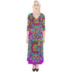 Hearts In A Mandala Scenery Of Fern Quarter Sleeve Wrap Maxi Dress by pepitasart