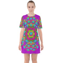 Hearts In A Mandala Scenery Of Fern Sixties Short Sleeve Mini Dress by pepitasart