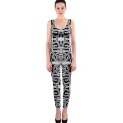 Dark Oriental Ornate Pattern One Piece Catsuit by dflcprints