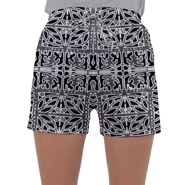 Dark Oriental Ornate Pattern Sleepwear Shorts