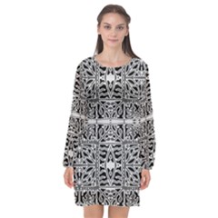 Dark Oriental Ornate Pattern Long Sleeve Chiffon Shift Dress  by dflcprints