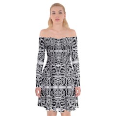 Dark Oriental Ornate Pattern Off Shoulder Skater Dress by dflcprints