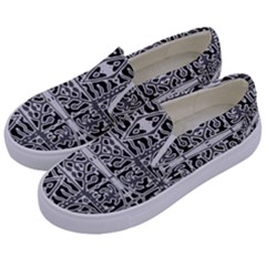 Dark Oriental Ornate Pattern Kids  Canvas Slip Ons by dflcprints