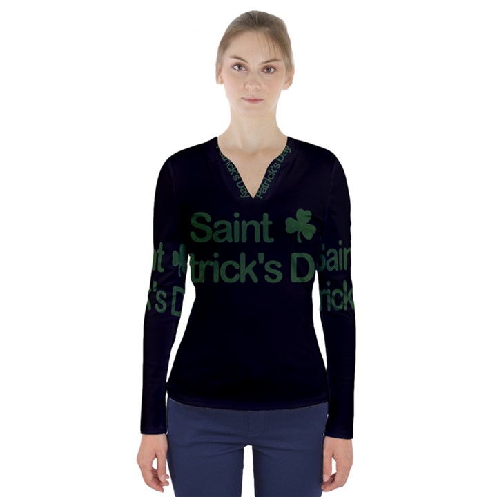  St. Patricks day  V-Neck Long Sleeve Top