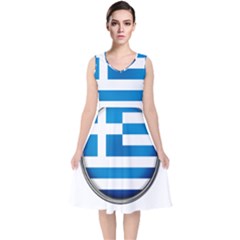 Greece Greek Europe Athens V-neck Midi Sleeveless Dress  by Nexatart