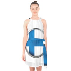 Finland Country Flag Countries Halter Collar Waist Tie Chiffon Dress by Nexatart