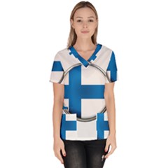 Finland Country Flag Countries Scrub Top by Nexatart