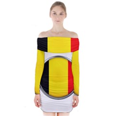 Belgium Flag Country Brussels Long Sleeve Off Shoulder Dress by Nexatart