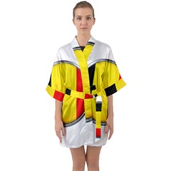 Belgium Flag Country Brussels Quarter Sleeve Kimono Robe by Nexatart