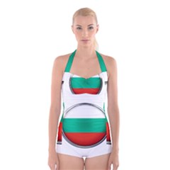 Bulgaria Country Nation Nationality Boyleg Halter Swimsuit  by Nexatart