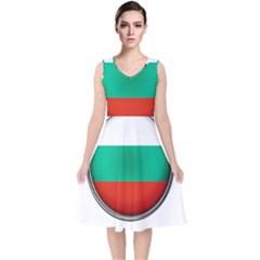 Bulgaria Country Nation Nationality V-neck Midi Sleeveless Dress  by Nexatart