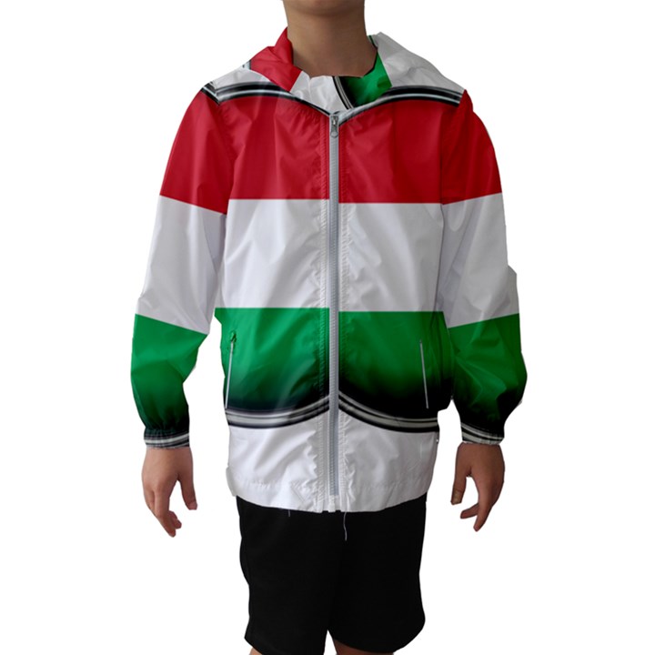 Hungary Flag Country Countries Hooded Wind Breaker (Kids)