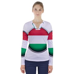 Hungary Flag Country Countries V-neck Long Sleeve Top by Nexatart