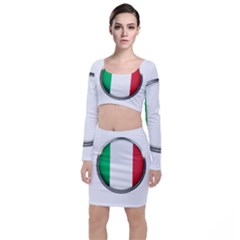 Italy Country Nation Flag Long Sleeve Crop Top & Bodycon Skirt Set by Nexatart