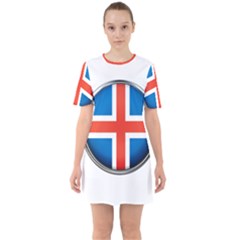 Iceland Flag Europe National Sixties Short Sleeve Mini Dress by Nexatart