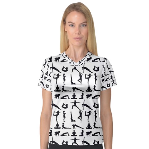 Yoga Pattern V-neck Sport Mesh Tee by Valentinaart