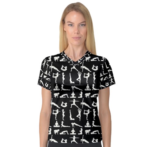 Yoga Pattern V-neck Sport Mesh Tee by Valentinaart