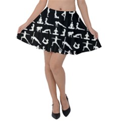 Yoga Pattern Velvet Skater Skirt by Valentinaart