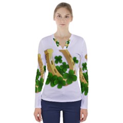  St  Patricks Day  V-neck Long Sleeve Top by Valentinaart