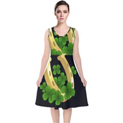  St  Patricks Day  V-neck Midi Sleeveless Dress  by Valentinaart