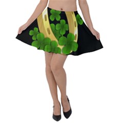  St  Patricks Day  Velvet Skater Skirt by Valentinaart