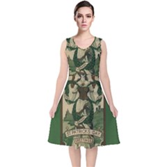  St  Patricks Day  V-neck Midi Sleeveless Dress  by Valentinaart