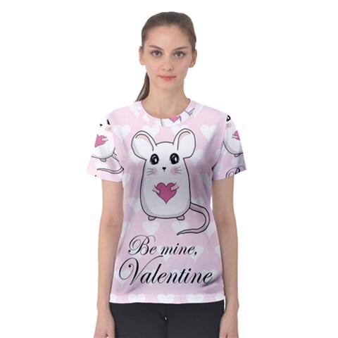 Cute Mouse - Valentines Day Women s Sport Mesh Tee by Valentinaart