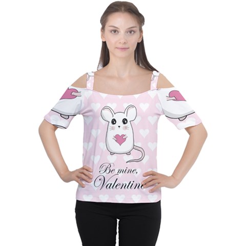 Cute Mouse - Valentines Day Cutout Shoulder Tee by Valentinaart