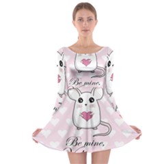 Cute Mouse - Valentines Day Long Sleeve Skater Dress by Valentinaart