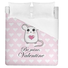 Cute Mouse - Valentines Day Duvet Cover (queen Size) by Valentinaart