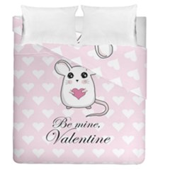 Cute Mouse - Valentines Day Duvet Cover Double Side (queen Size) by Valentinaart