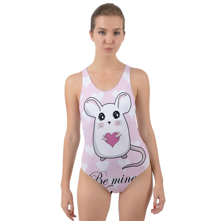 Cute mouse - Valentines day Cut-Out Back One Piece Swimsuit