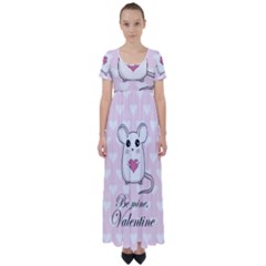 Cute Mouse - Valentines Day High Waist Short Sleeve Maxi Dress by Valentinaart