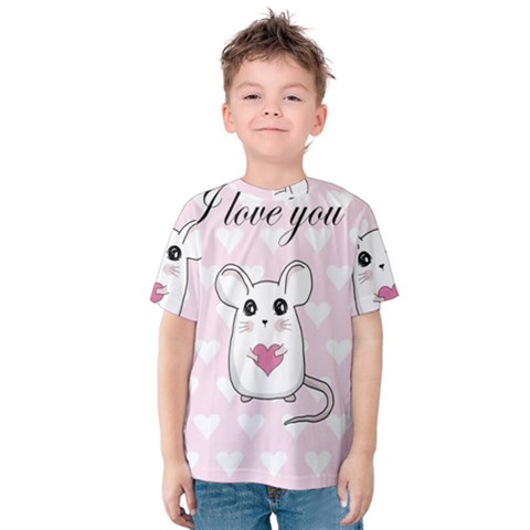 Cute Mouse - Valentines Day Kids  Cotton Tee by Valentinaart