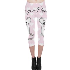 Cute Mouse - Valentines Day Capri Leggings  by Valentinaart