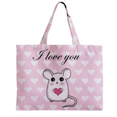 Cute Mouse - Valentines Day Zipper Mini Tote Bag by Valentinaart