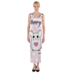 Cute Mouse - Valentines Day Fitted Maxi Dress by Valentinaart