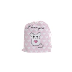 Cute Mouse - Valentines Day Drawstring Pouches (xs)  by Valentinaart