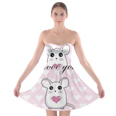 Cute Mouse - Valentines Day Strapless Bra Top Dress by Valentinaart