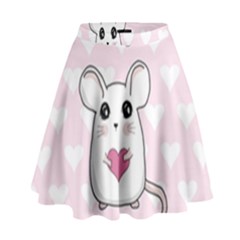 Cute Mouse - Valentines Day High Waist Skirt by Valentinaart