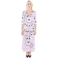 Cute Mouse - Valentines Day Quarter Sleeve Wrap Maxi Dress by Valentinaart