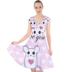 Cute Mouse - Valentines Day Cap Sleeve Front Wrap Midi Dress by Valentinaart