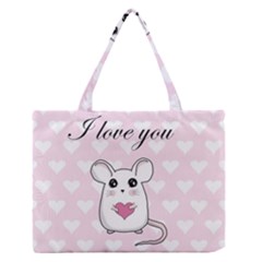 Cute Mouse - Valentines Day Zipper Medium Tote Bag by Valentinaart