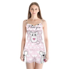 Cute Mouse - Valentines Day Satin Pajamas Set by Valentinaart