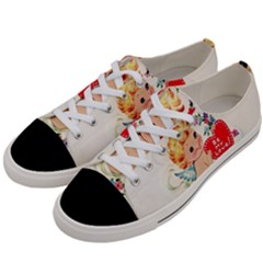 Cupid - Vintage Women s Low Top Canvas Sneakers by Valentinaart