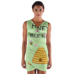 Bee Mine Valentines Day Wrap Front Bodycon Dress by Valentinaart