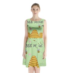 Bee Mine Valentines Day Sleeveless Waist Tie Chiffon Dress by Valentinaart