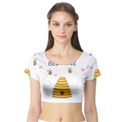 Bee Mine Valentines Day Short Sleeve Crop Top by Valentinaart